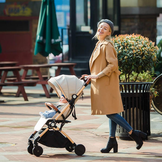SONARIN Lightweight Travel Stroller – Compact, one-Hand Fold, 5-Point Harness, Smooth Wheels, Airplane-Ready